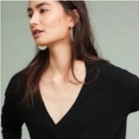 Anthropologie Black Wrap Sweater size XS - Picture 5 of 8